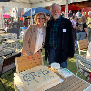 Photo of John Crowley, Antje Hoering celebrating CRAB's 25th anniversary